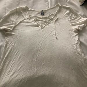 Cute white lace up shirt